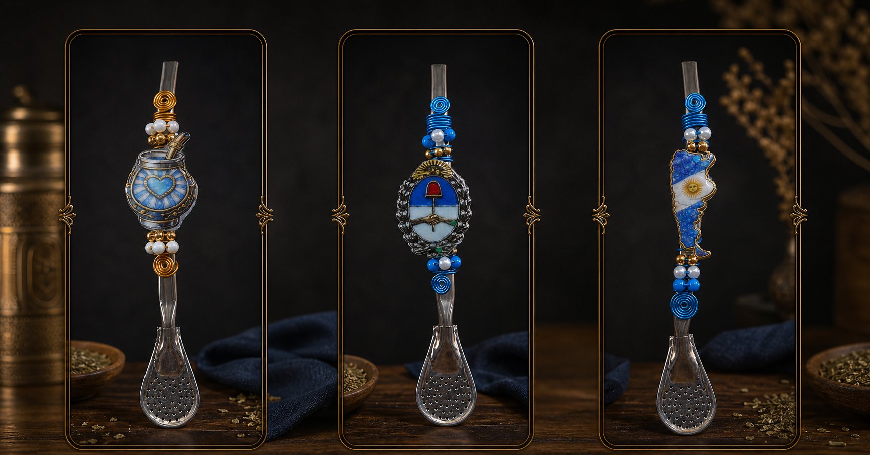 Bombillas personalizadas realizadas artesanalmente por ElyVentas en presentación premium