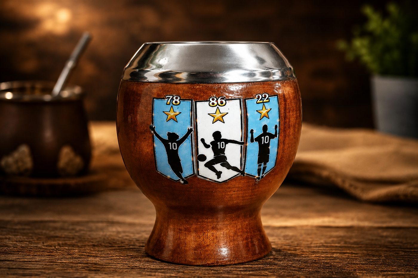 Mate artesanal Argentina Campeón realizado por ElyVentas